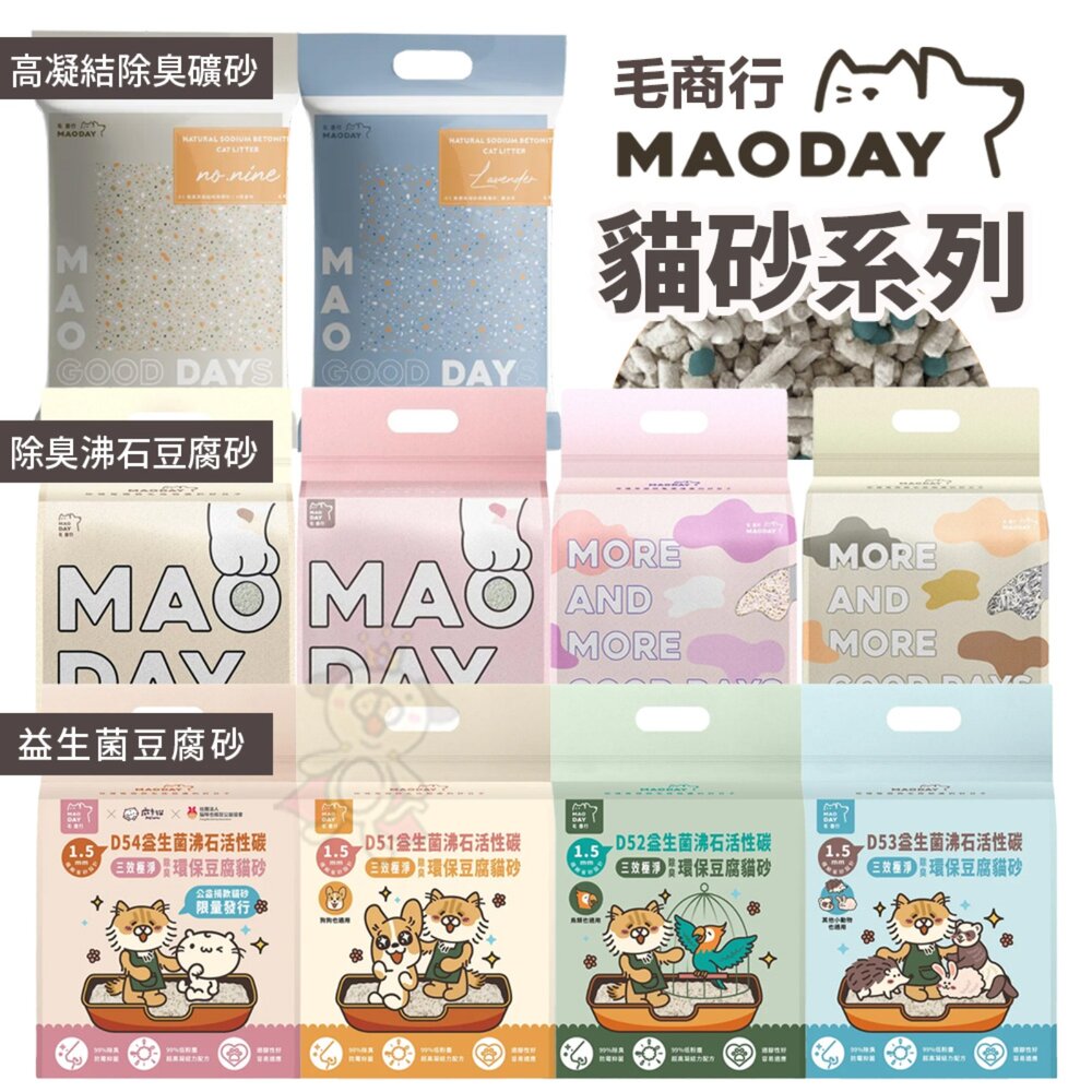 250401150203-Maoday 毛商行 貓砂系列 益生菌除臭貓砂 豆腐砂 無塵高凝結除臭礦砂 雙層落砂墊 貓砂『WANG』