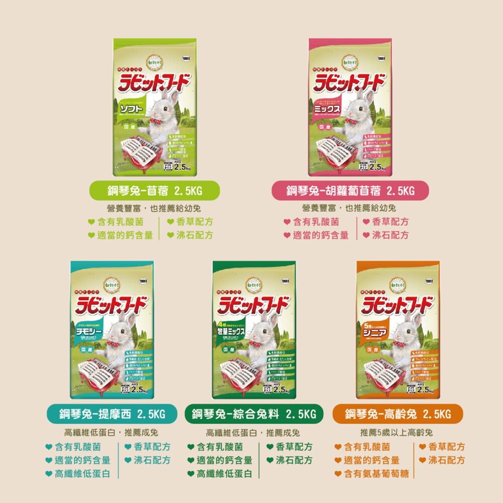 日本 YEASTER易思達 動物村鋼琴兔飼料2.5kg 成兔飼料 兔子主食 兔子飼料『WANG』-圖片-3