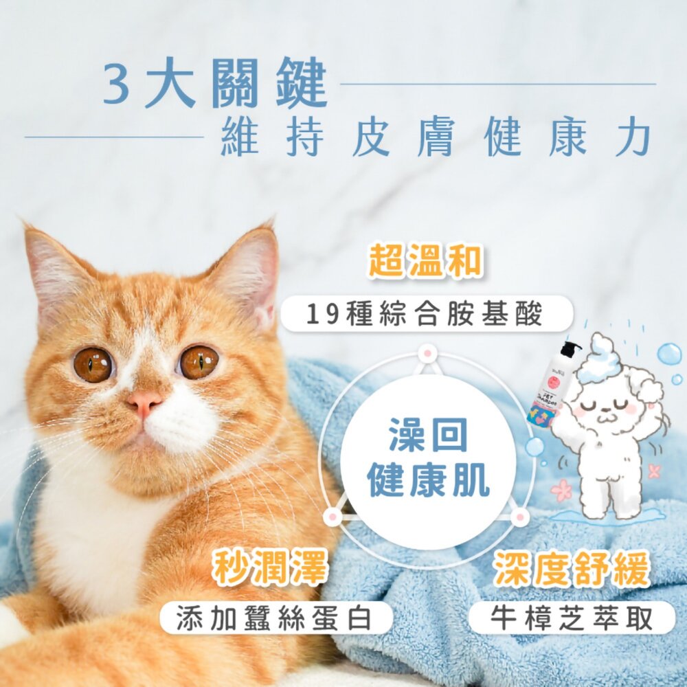 GoodMo 歸毛家族 寵物沐浴養護 舒敏保濕洗毛乳 三效奇蹟護毛油 萌樂潔 洗毛精 犬貓用『WANG』-圖片-2