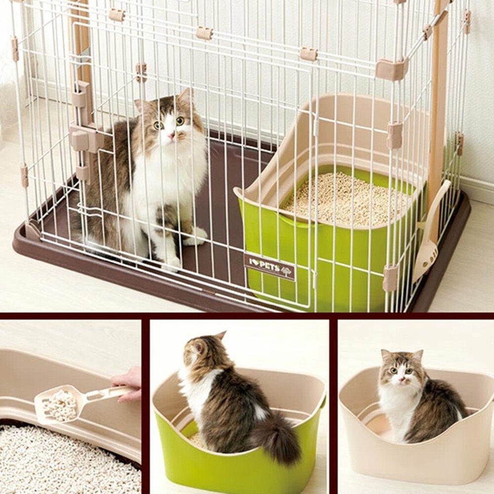 日本 Bonbi 樂樂雙層防護貓便盆 提籃式提籃式貓砂盆 貓廁所 貓便盆 貓砂盆『WANG』-圖片-2