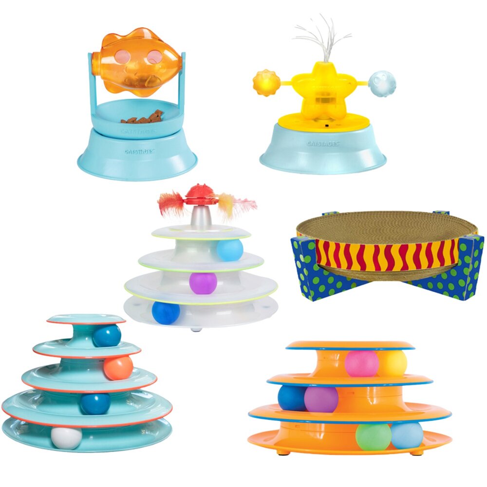 美國 Petstages 貓咪娛樂玩具 圓盤貓抓板 旋轉軌道球 旋轉餵食器 益智藏食玩具 貓抓板 貓玩具『WANG』-圖片-1