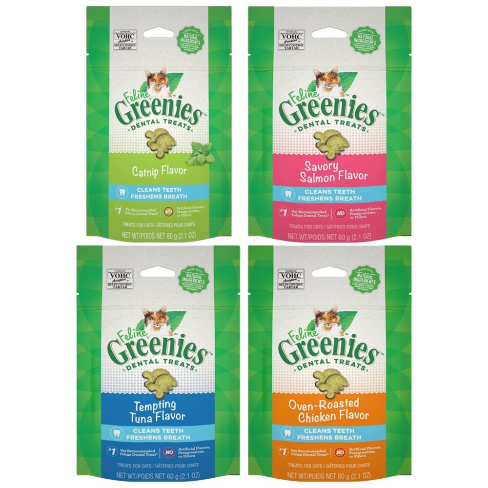 健綠 Greenies 貓咪潔牙餅 60g(2.1oz) 薄荷 鮮鮭 口腔保健零食 貓點心 貓零食 貓潔牙餅『WANG』-圖片-1