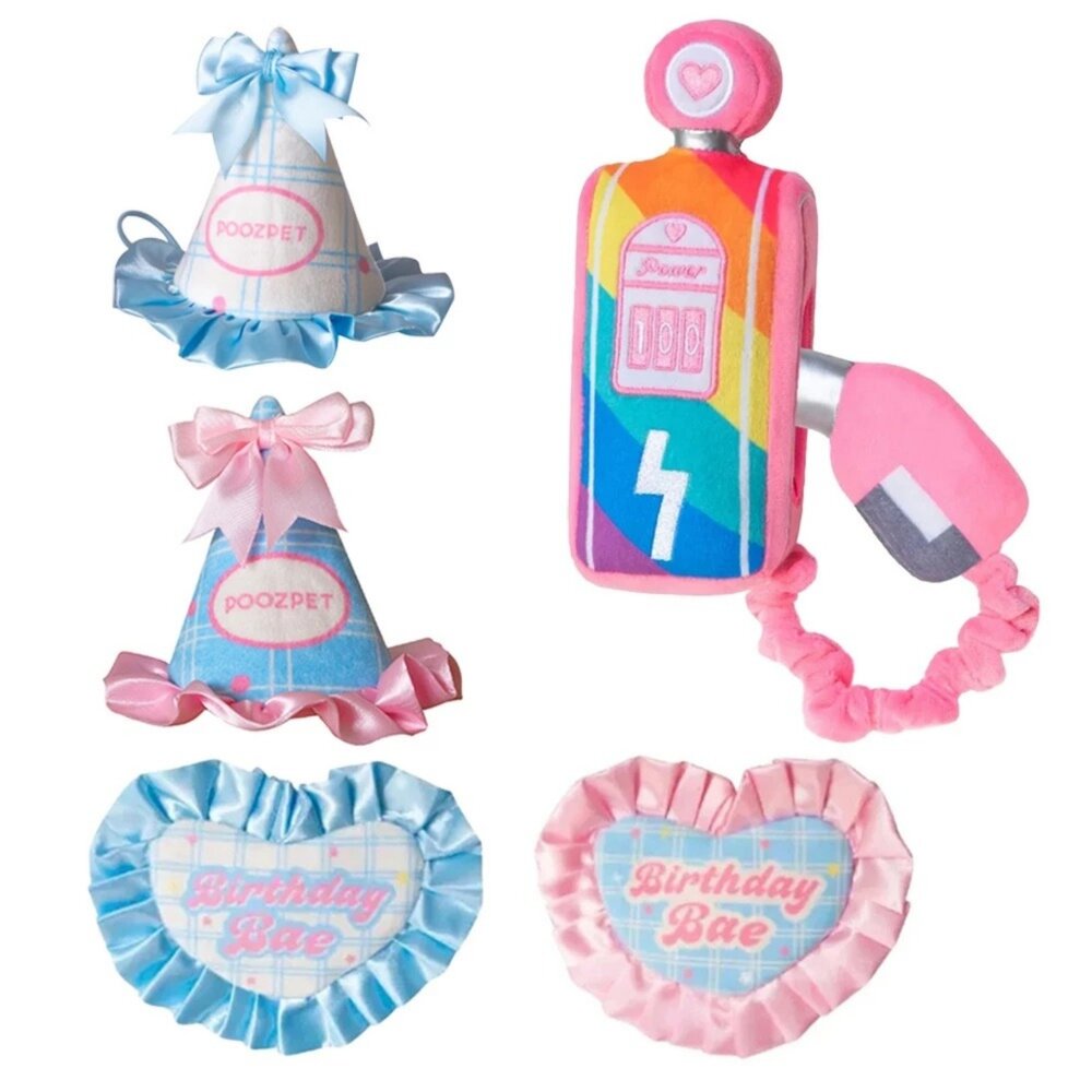 POOZPET 生日寶貝圍兜 生日帽 / 彩虹充電站 寵物玩具 寵物慶生 慶生道具 藏食玩具 寵物益智玩具『WANG』-圖片-1