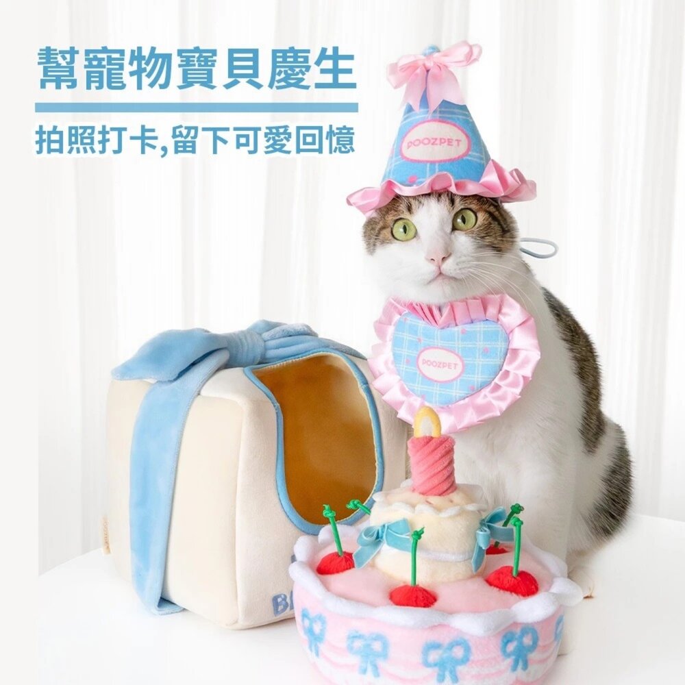 POOZPET 生日寶貝圍兜 生日帽 / 彩虹充電站 寵物玩具 寵物慶生 慶生道具 藏食玩具 寵物益智玩具『WANG』-圖片-4