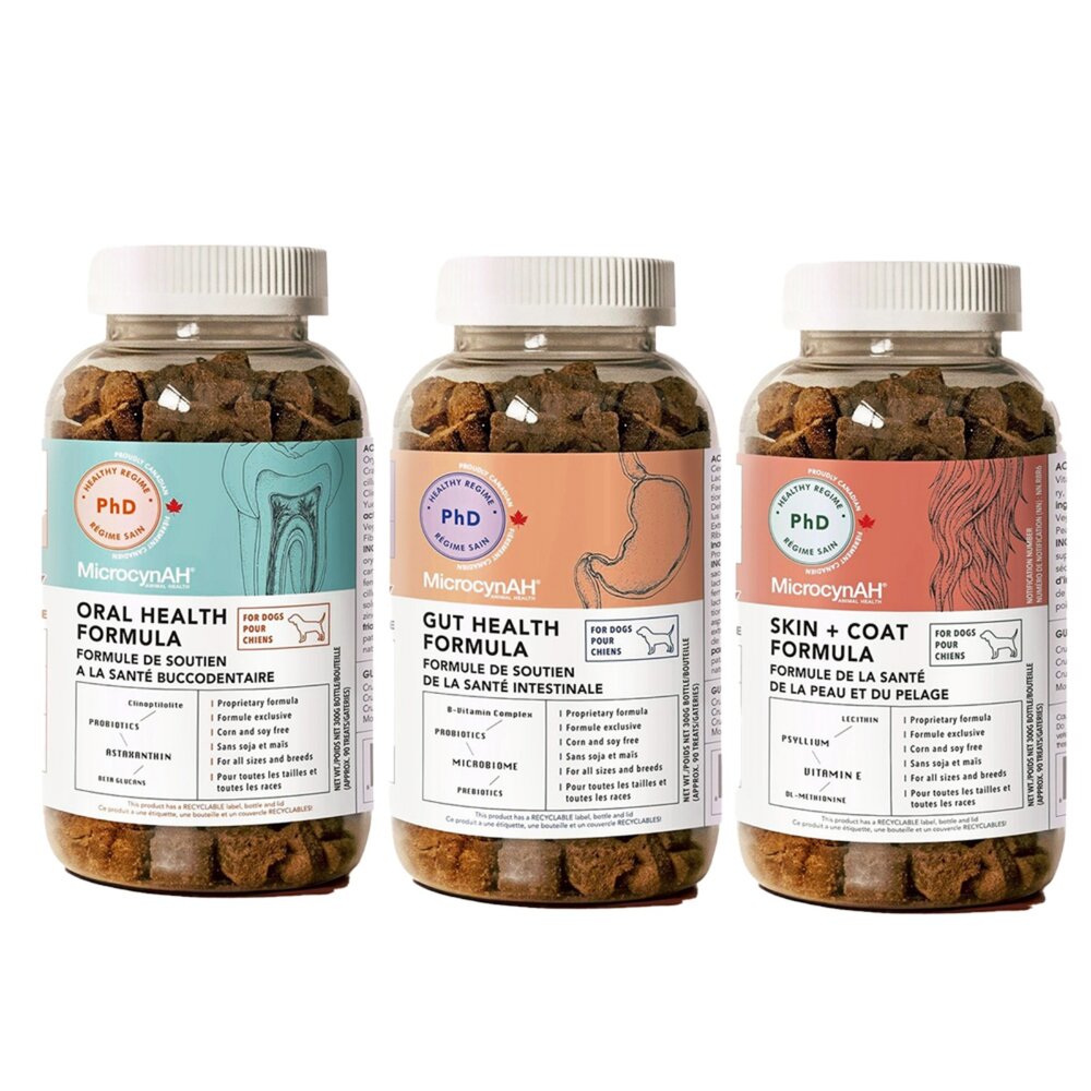 MicrocynAH 麥高臣 犬貓保健軟嚼肉塊 益健腸 益健毛 益健齒 寵物保健品 寵物保健零食 狗零食 貓零食『WAN-圖片-1