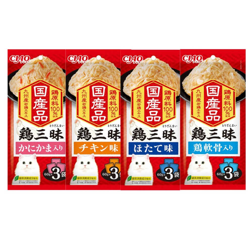日本 CIAO 貓餐包 魚三昧 雞三昧 魚盛貓餐包 60gX3入 鮪魚 雞肉 吻仔魚 鮮魚餐包 貓餐包『WANG』-圖片-6