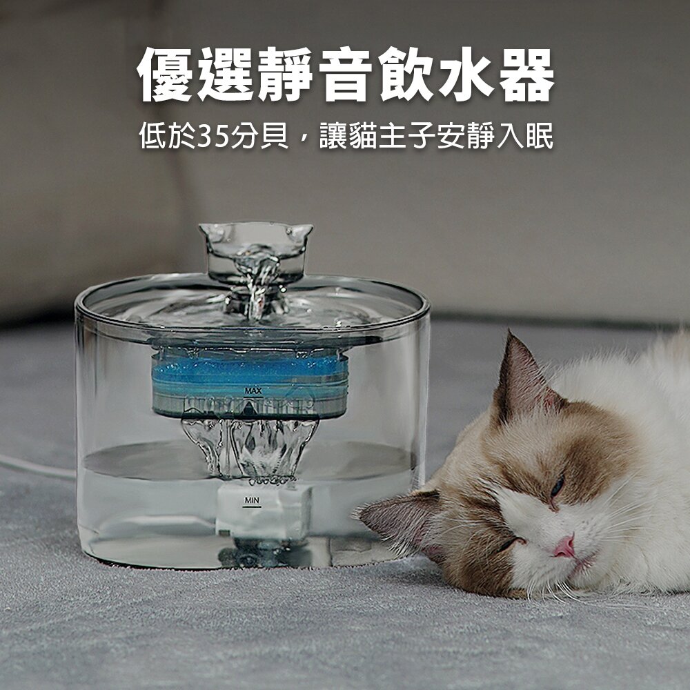 LIFE Pet 透明貓頭流水飲水器2.2L FT666透 附濾芯|餵水器 寵物飲水機 貓咪飲水機 貓狗通用『WANG』-圖片-6