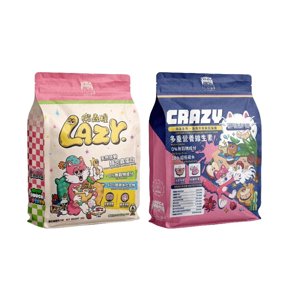 沙發馬鈴薯 無穀貓乾糧 Crazy嗨派 干貝雞肉 Lazy懶蟲 麵包蟲雞肉 貓主食 貓乾糧 貓飼料『WANG』-圖片-1