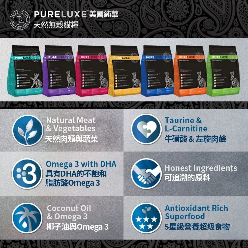 美國 PURELUXER 純華 無穀貓糧 400g 成幼貓/室內貓/長毛貓/高齡貓/扁臉貓『WANG』-圖片-3