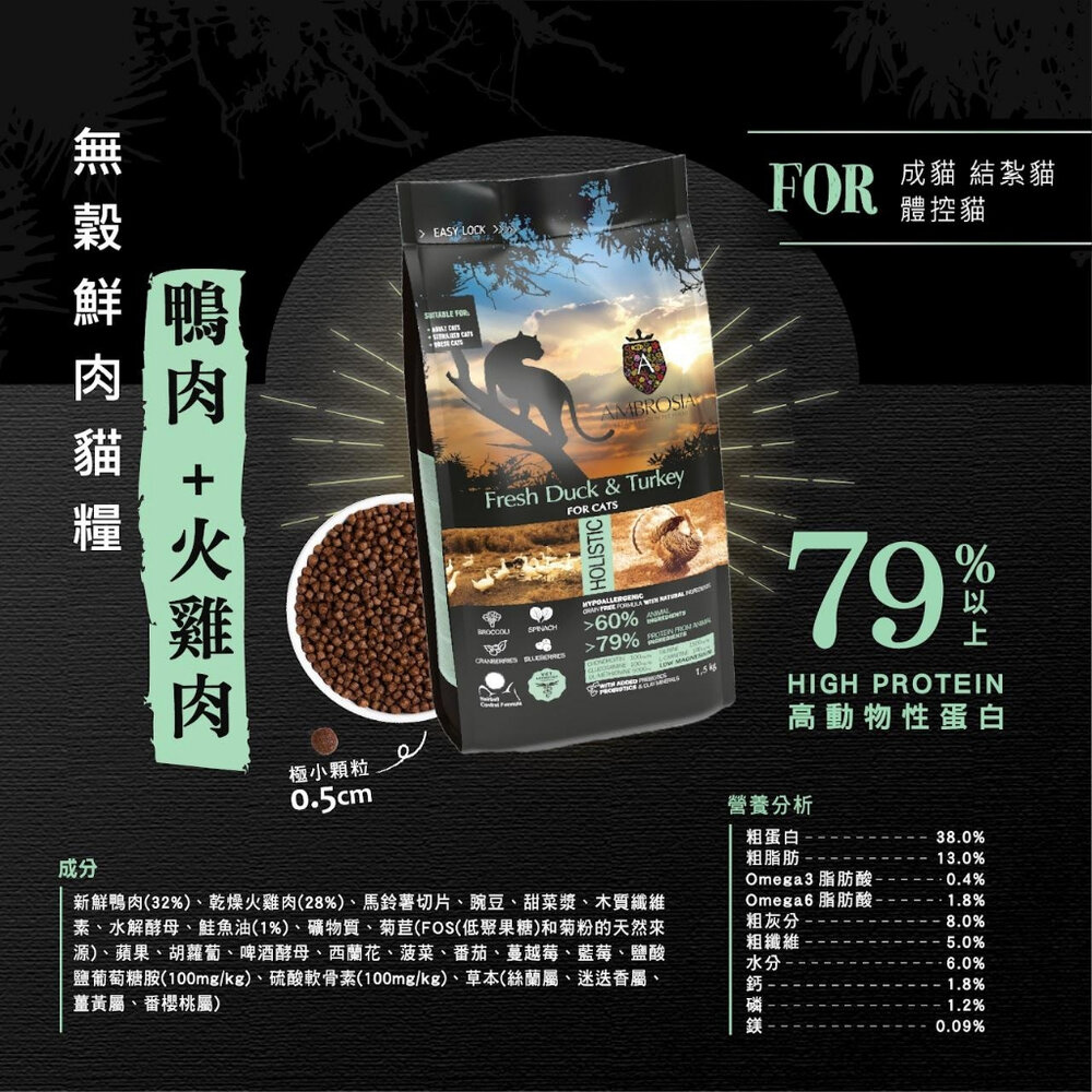 AMBROSIA 安柏希雅 無穀鮮肉貓糧 100g 幼母貓 成貓 全齡貓 貓飼料『WANG』-圖片-4