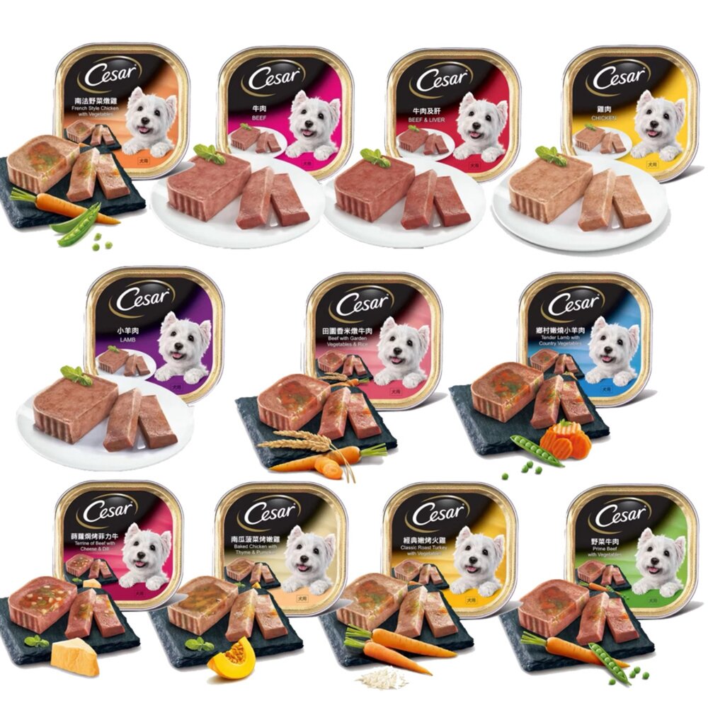 Cesar 西莎 精緻風味餐盒 24入 (100g/盒)【免運+任選2箱送玩具】寵物 狗罐頭/濕糧 狗餐盒『WANG』-圖片-1