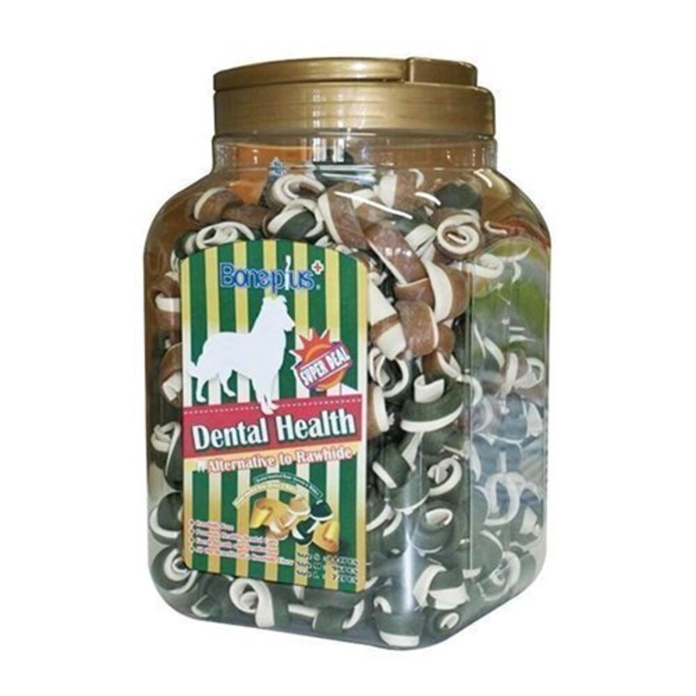BONE PLUS 潔牙棒1000g-1100g 家庭號桶裝 雙頭 六星 雙色骨結 起司六星 狗潔牙骨『WANG』-圖片-4