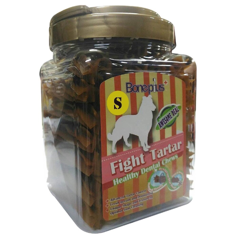 BONE PLUS 潔牙棒1000g-1100g 家庭號桶裝 雙頭 六星 雙色骨結 起司六星 狗潔牙骨『WANG』-圖片-7