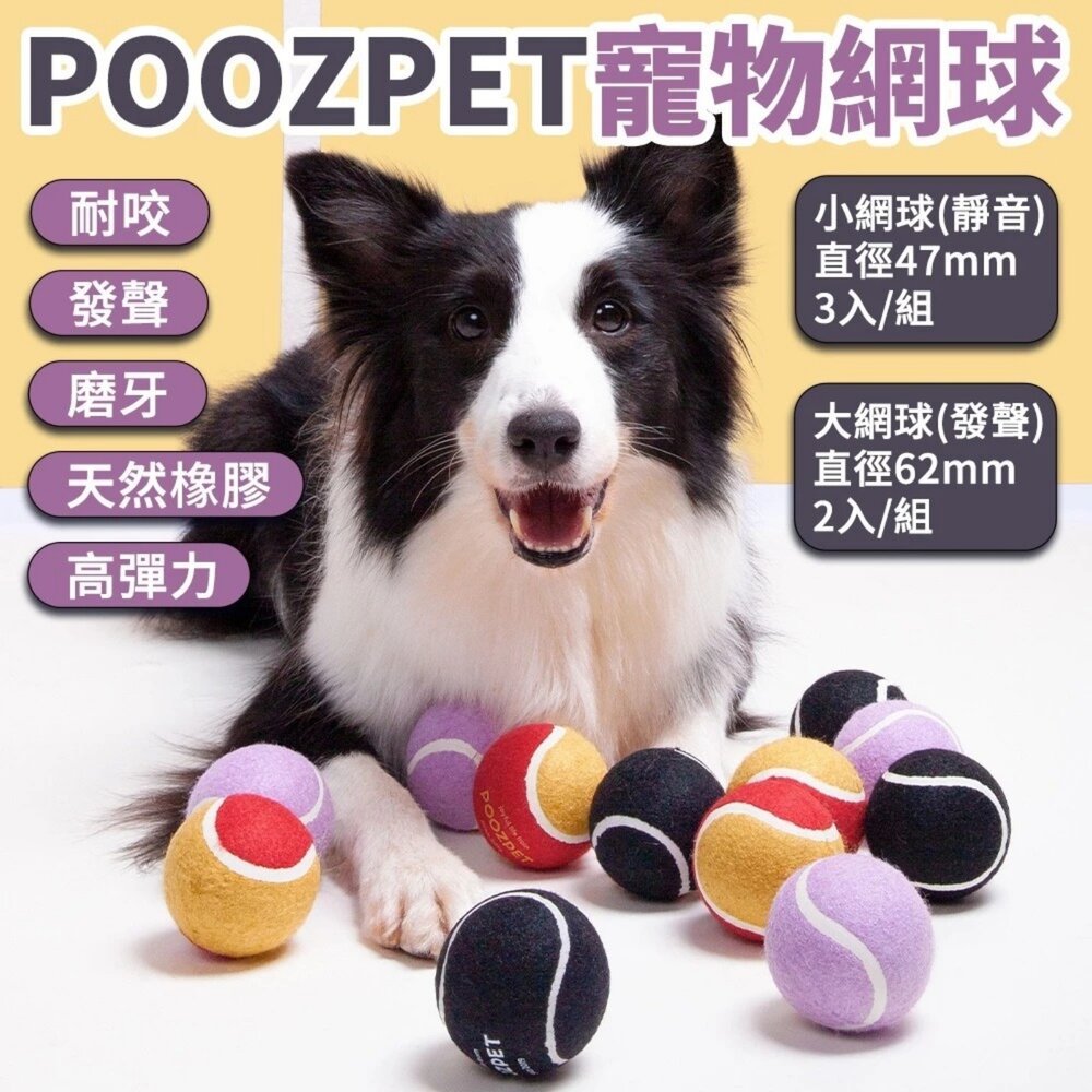 POOZPET 互動網球拍 大網球 小網球 寵物玩具 狗玩具 捏叫 響紙 互動 拔河游戲 犬貓玩具『WANG』-圖片-2