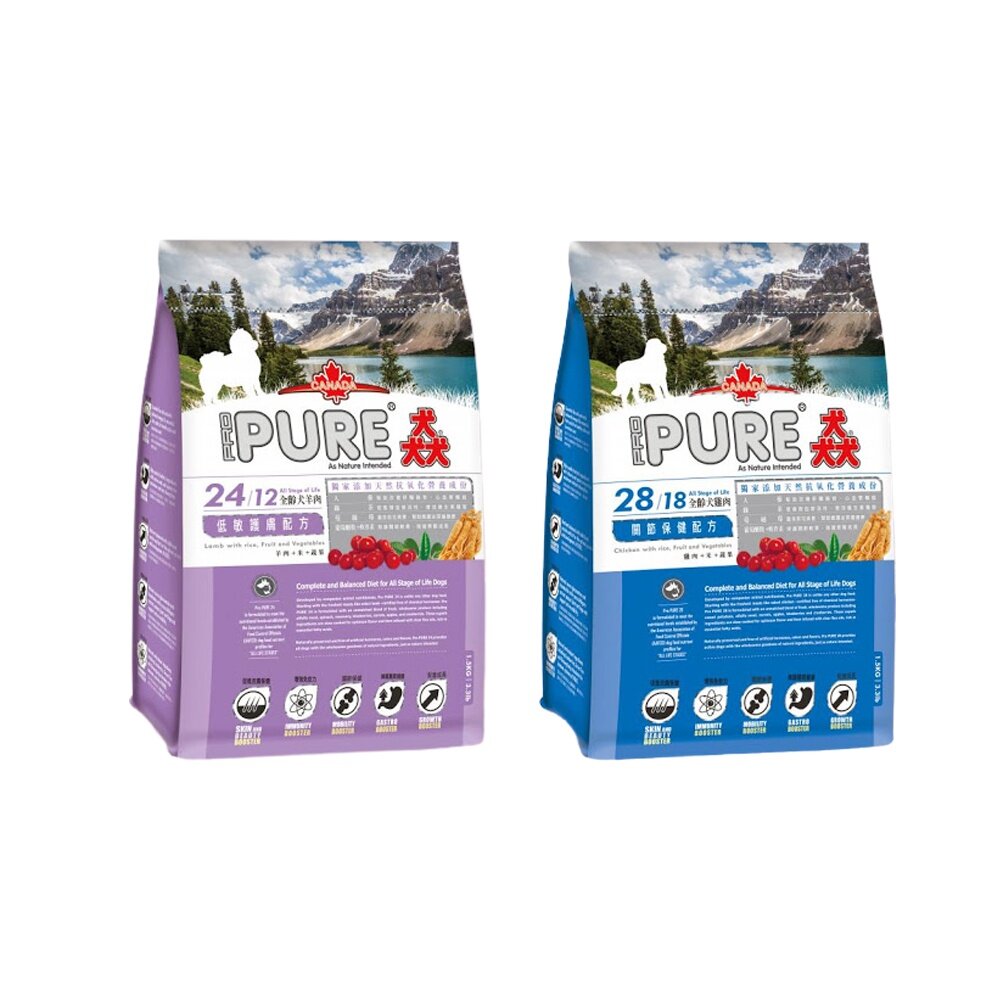 PURE 猋 24/28 全齡犬糧7Kg-15kg 雞肉關節|羊肉低敏護膚 犬糧『WANG』-圖片-1
