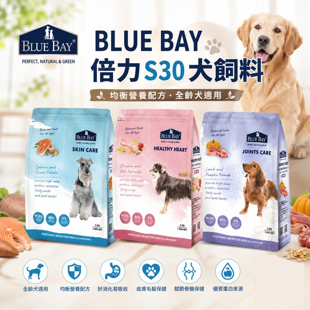 36900617-BLUE BAY 倍力 S30 犬糧 全規格【免運】鮭魚 雞肉 羊肉 低敏 機能糧 狗乾糧 狗主食 狗飼料『WANG』