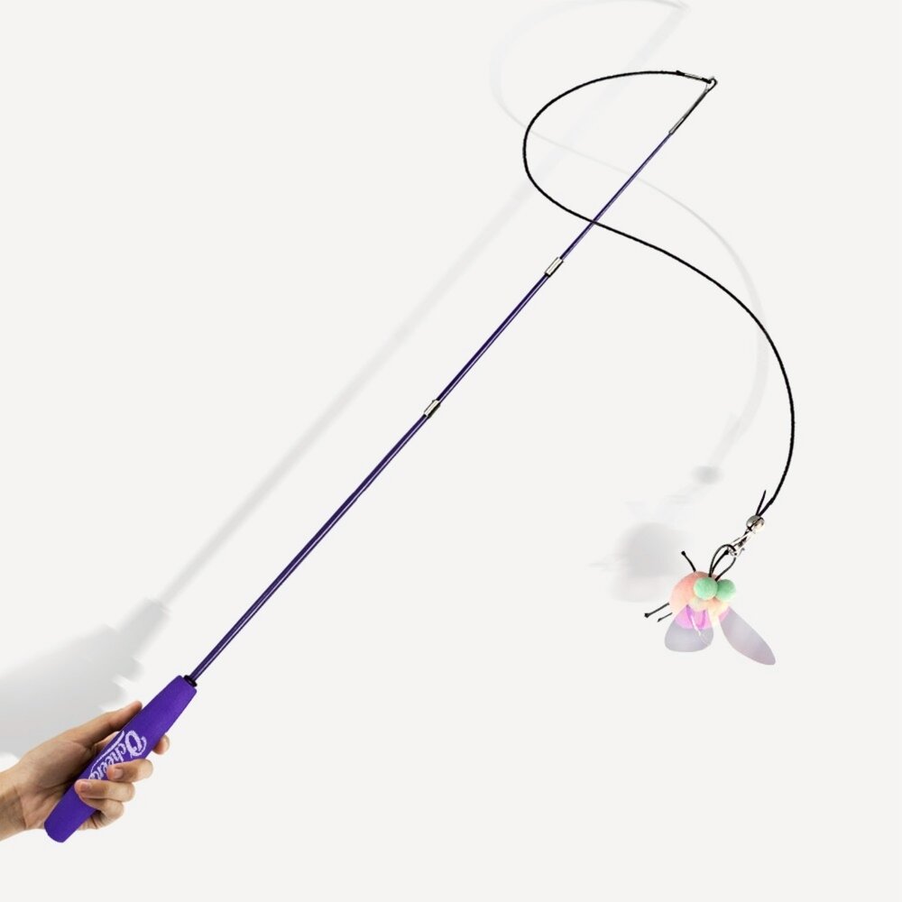 O'cheers 歡樂城市 貓咪伸縮逗貓棒 二節式 三節式 VEE 麂皮鼠逗貓棒 逗貓棒補充玩具 逗貓棒『WANG』-圖片-4