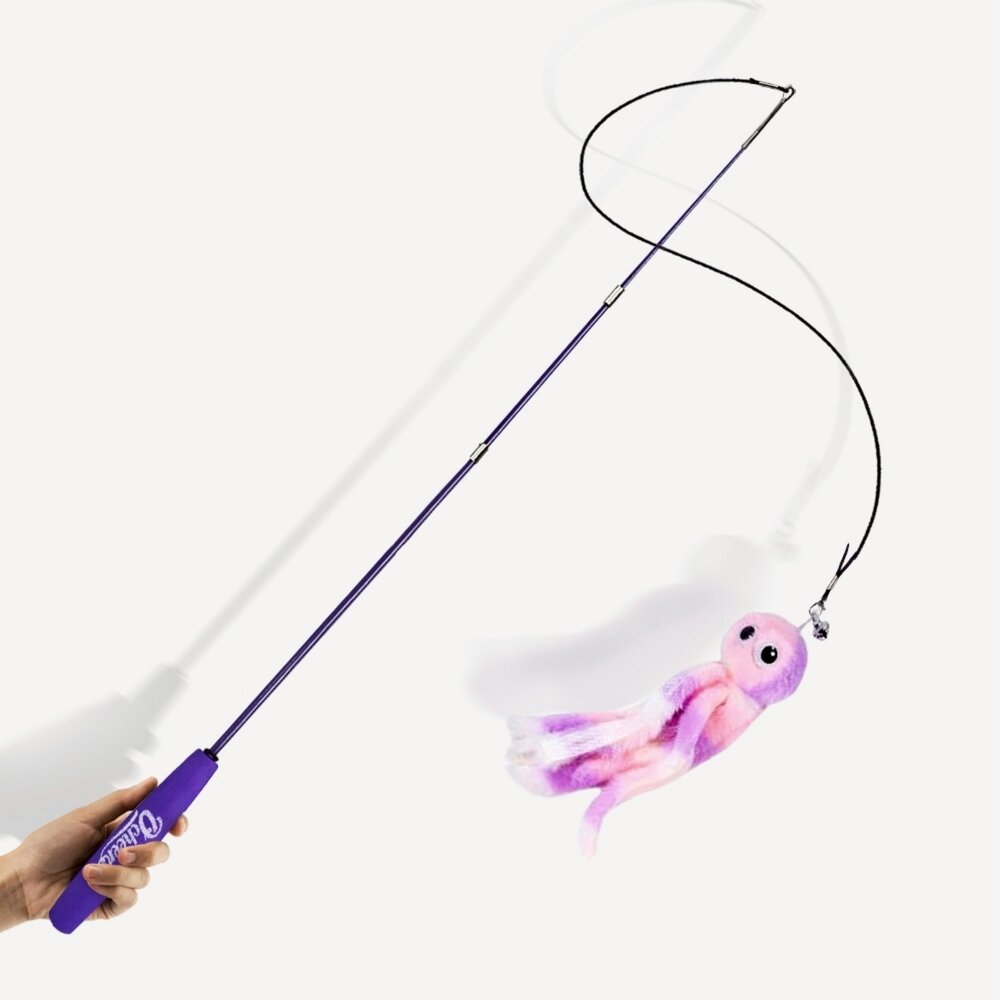 O'cheers 歡樂城市 貓咪伸縮逗貓棒 二節式 三節式 VEE 麂皮鼠逗貓棒 逗貓棒補充玩具 逗貓棒『WANG』-圖片-7