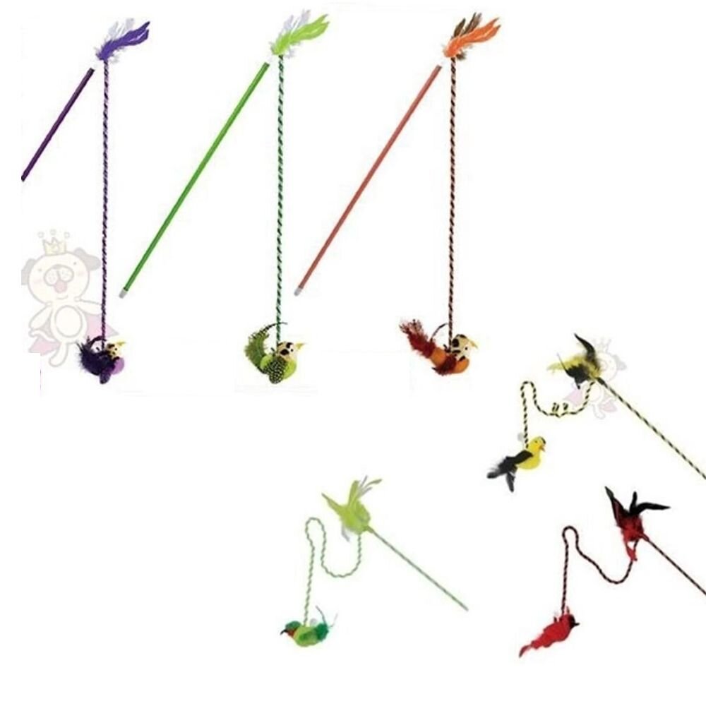 38516531-Play-N-Squeak 狂野森林 環保材質奇異鳥(發擬真鳥叫) 皇室鳥類 貓草音效魔仗 逗貓棒『WANG』