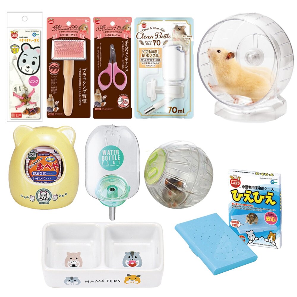 Marukan 小動物飲水瓶 運動滾球 靜音滾輪 鼠餐碗 小動物指甲剪 護膚針梳 洗毛刷 外出牽繩 消暑墊『WANG』-圖片-1