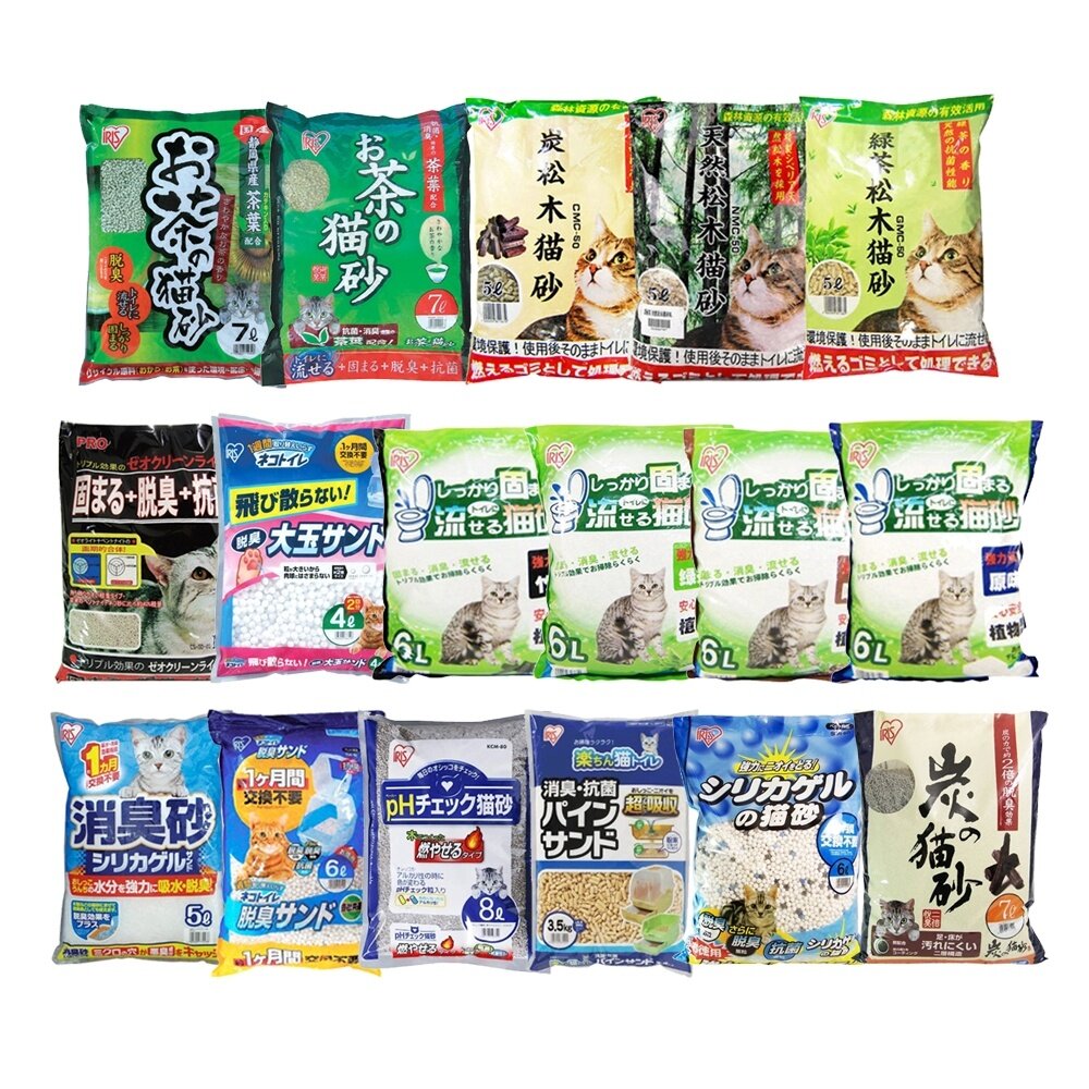 39465129-日本 IRIS 貓砂【多包組】一週間除臭抗菌貓砂/大玉脫臭貓砂/除臭水晶貓砂/綠茶貓砂/豆腐貓砂『WANG』