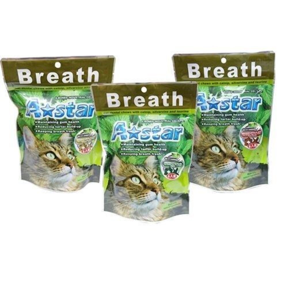 396208328-A-Star Bones AB貓星形薄荷潔牙骨 袋裝15gX6入(90g) 含貓薄荷 木天寥 貓潔牙骨『WANG』