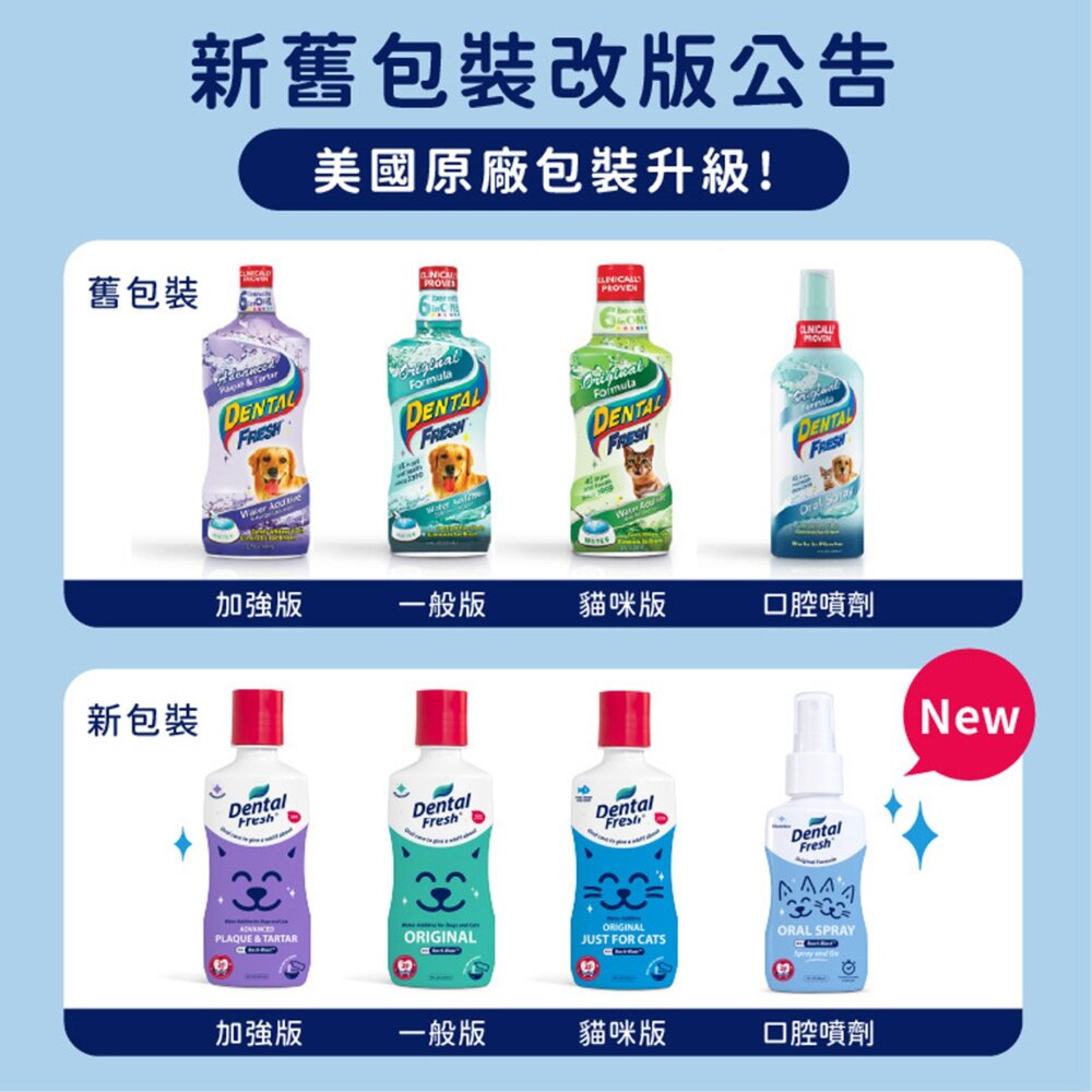 美國 DENTAL FRESH 潔牙白 新升級版 犬用 貓用 8OZ 17OZ 加強 美白 一般 口腔潔牙噴劑 狗狗-圖片-2