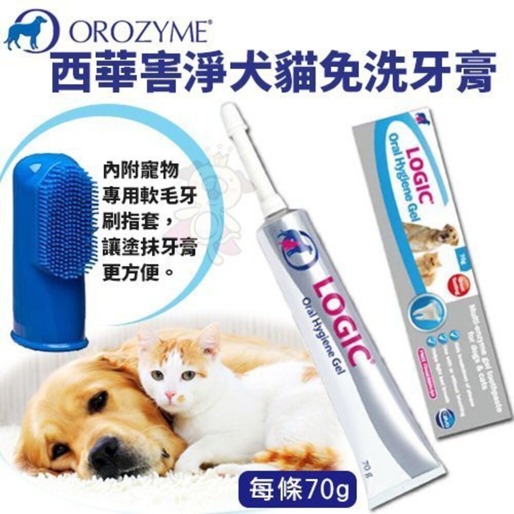 39651916-英國 CEVA LOGIC 歐樂 西華害淨犬貓免洗牙膏 70g 犬貓免洗牙膏 附指套 寵物牙刷『WANG』