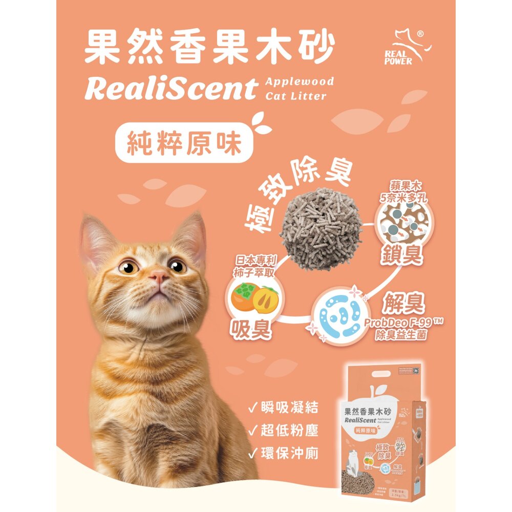 Real Power 瑞威 果然香果木砂【六包組免運】除臭益生菌 鏟砂不黏 可沖馬桶 豆腐砂 貓砂『WANG』-圖片-4