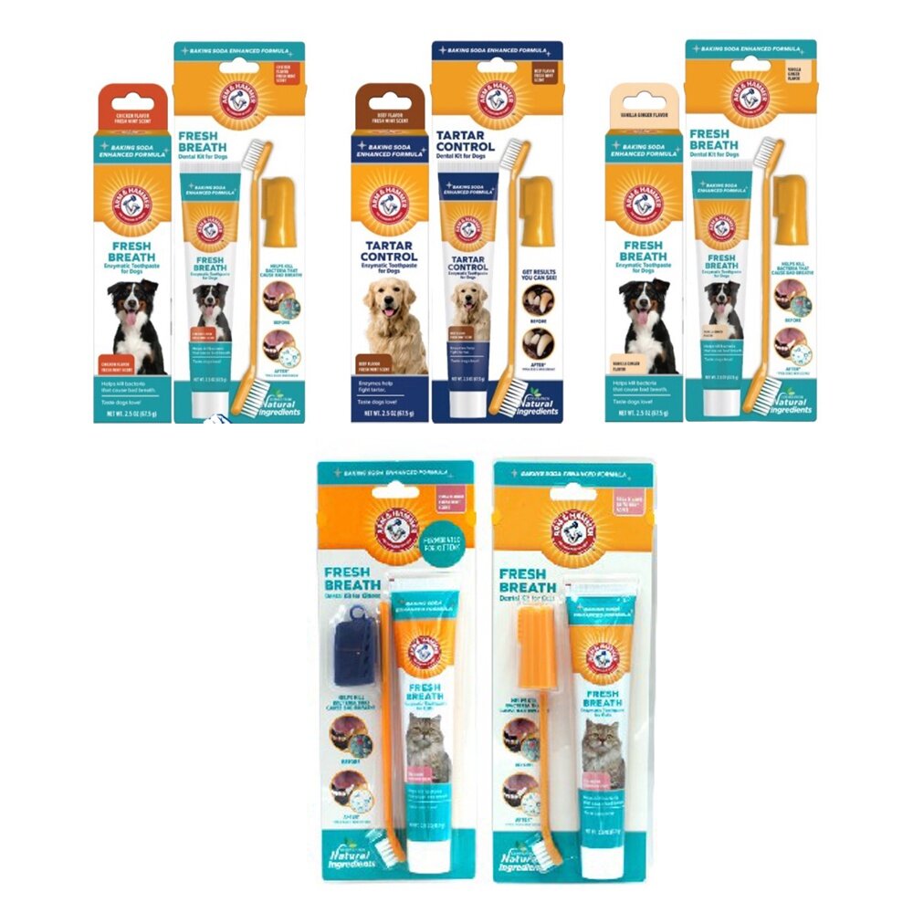 鐵鎚牌 ARM&Hammer 鐵鎚 易齒趣 易齒鮮 犬貓牙齒清潔組 3合1潔牙套組 酵素牙膏 口腔噴劑『WANG』-圖片-1