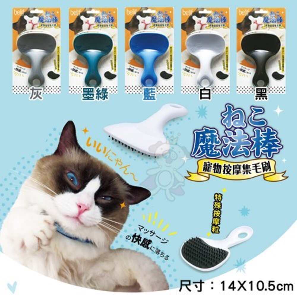 4457173317-Belif 寵物按摩集毛刷 特殊按摩粒材質 讓寵物舒適服貼 寵物梳毛 梳子『WANG』