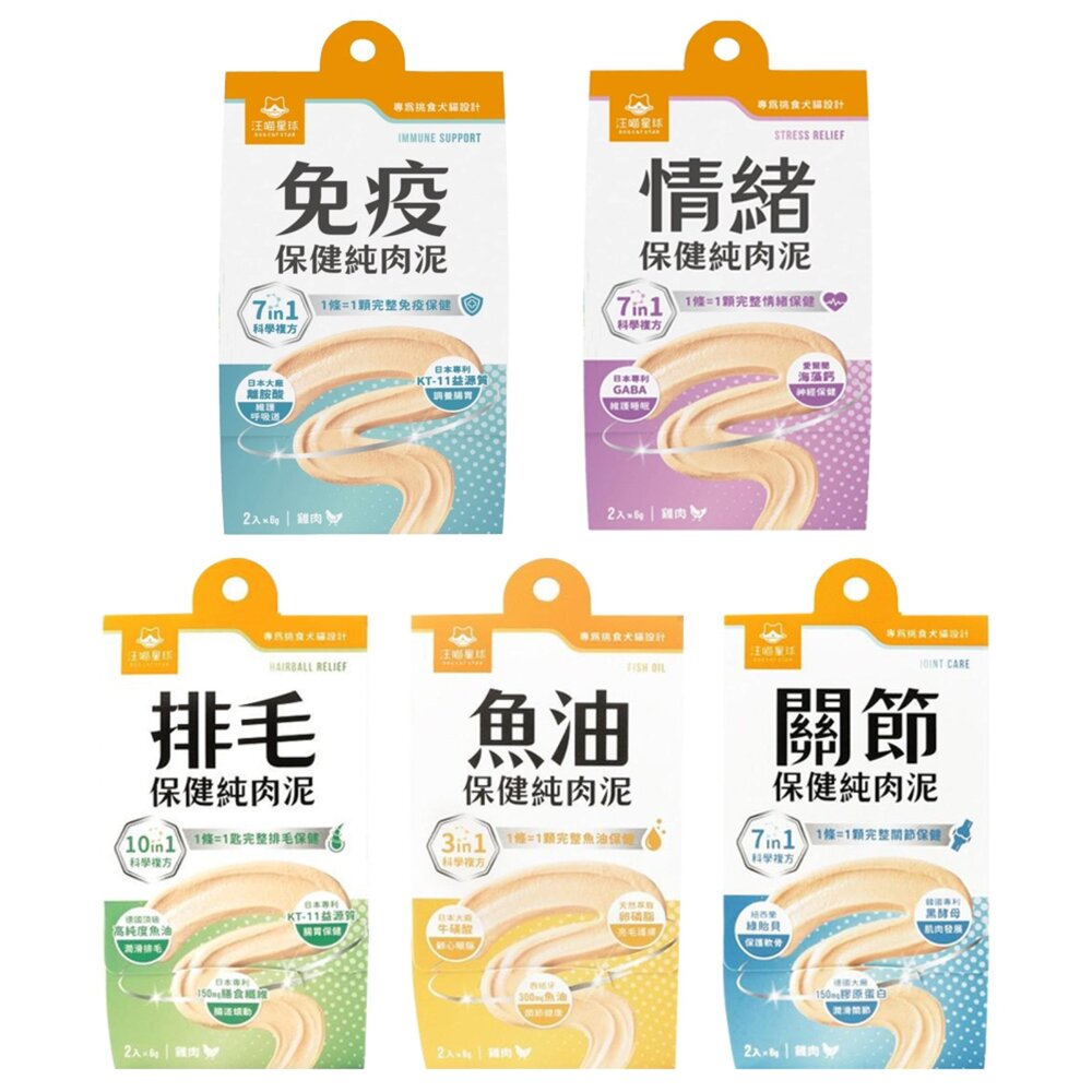汪喵星球 犬貓用 紓壓胺基酸 保健純肉泥(免疫/情緒/排毛/魚油/關節) 體驗包 貓肉泥 狗肉泥『WANG』-圖片-1