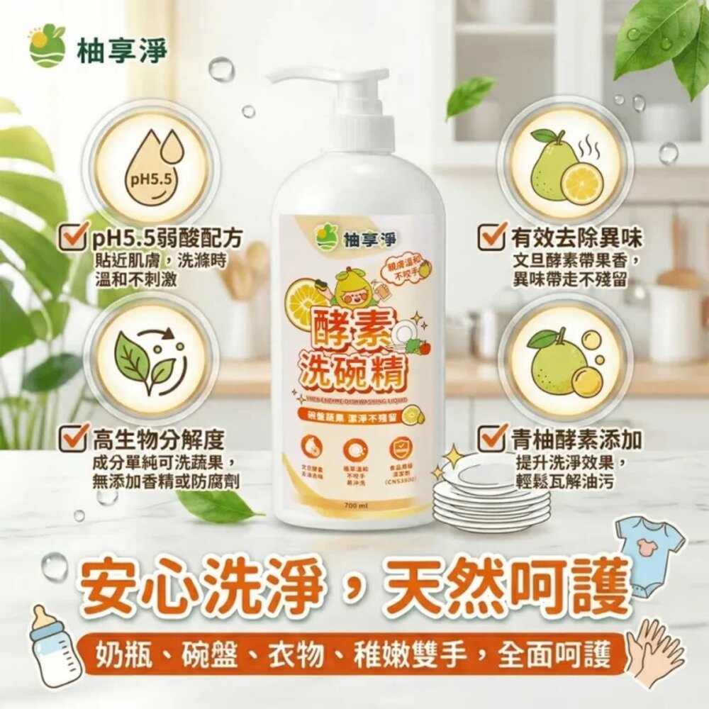 【油污剋星組】柚享淨|廚房潔淨雙效組 (除油泡沫500ml+洗碗精700ml)居家清潔『WANG』-圖片-2