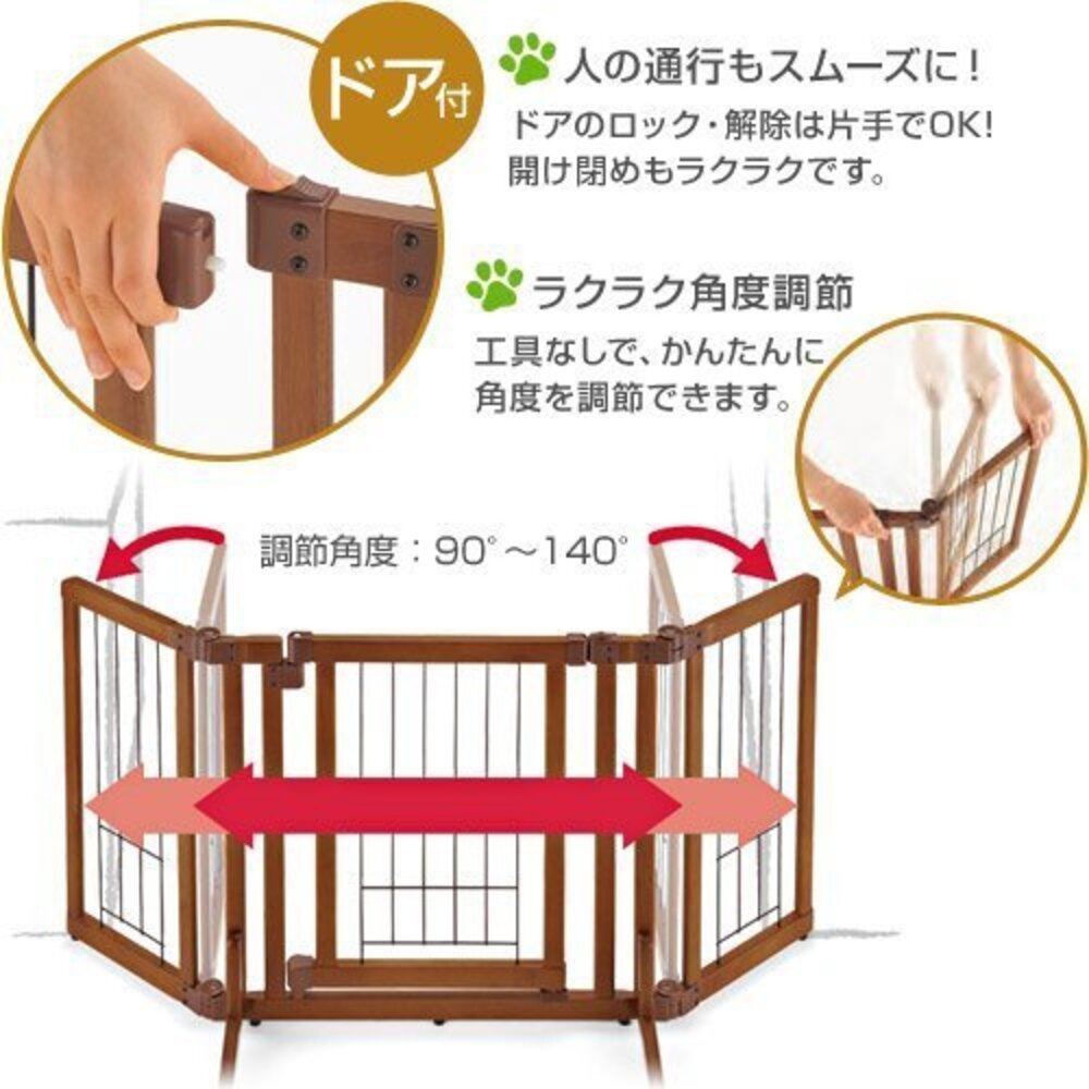 RICHELL 寵物用木製附門圍欄 S號58471|M號58481| L號58491 寵物圍欄 寵物籠『WANG』-圖片-3