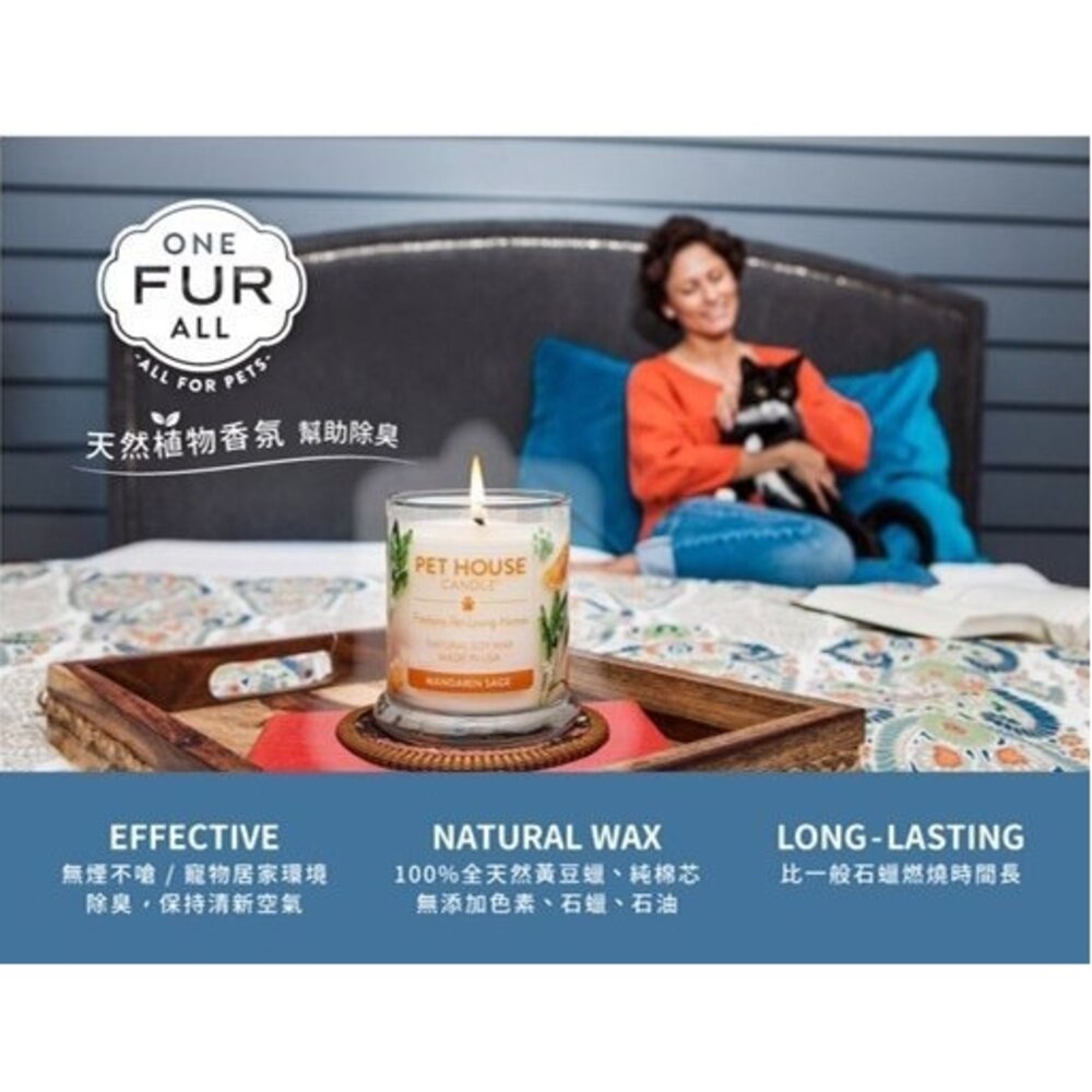 美國PET HOUSE室內除臭寵物香氛蠟燭-多種香味可選240g 幫助寵物居家環境除臭 清新空氣『WANG』-圖片-3