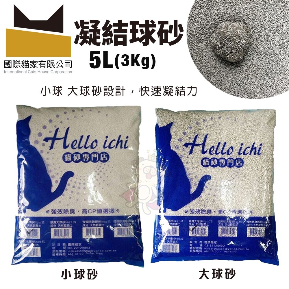 國際貓家 HELLO ICHI 貓砂 5L -10L 球砂 貓砂 礦砂 鼠砂 大球砂 小球砂 松木屑 貓砂『WANG』-圖片-2