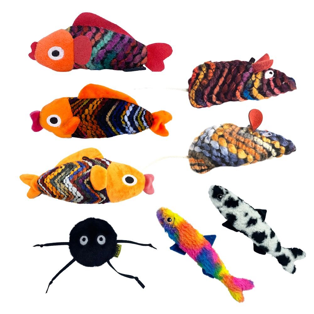 GOLDEN CAT 黃金貓 貓玩具 音樂老鼠 毛線魚仔 小煤炭球 彩色魚 斑點魚 貓草玩具『WANG』-圖片-1