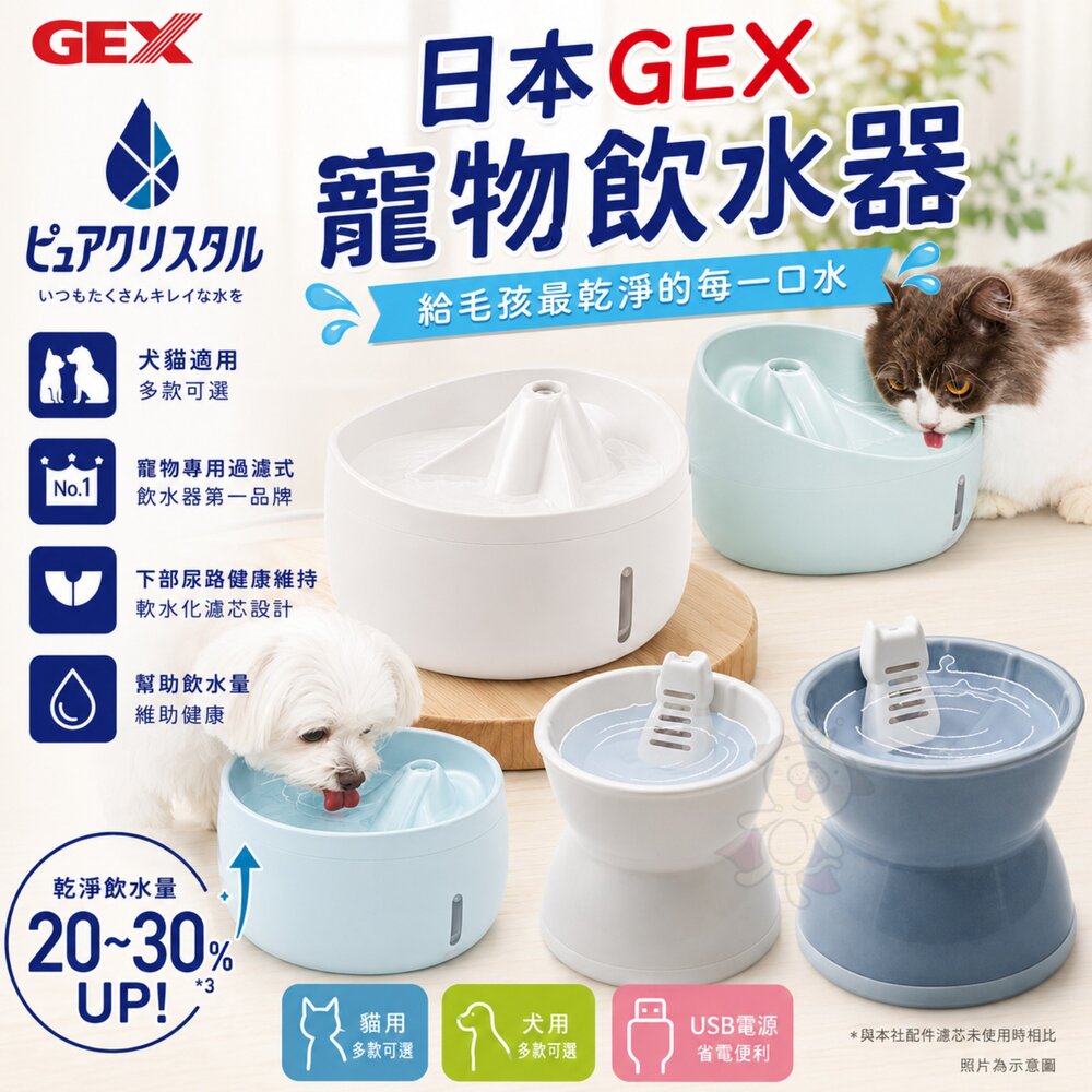 72749632-日本 GEX 下部尿路專用軟水碗 HELLO 貓用飲水器 犬用飲水器 循環式飲水器 寵物飲水器『WANG』
