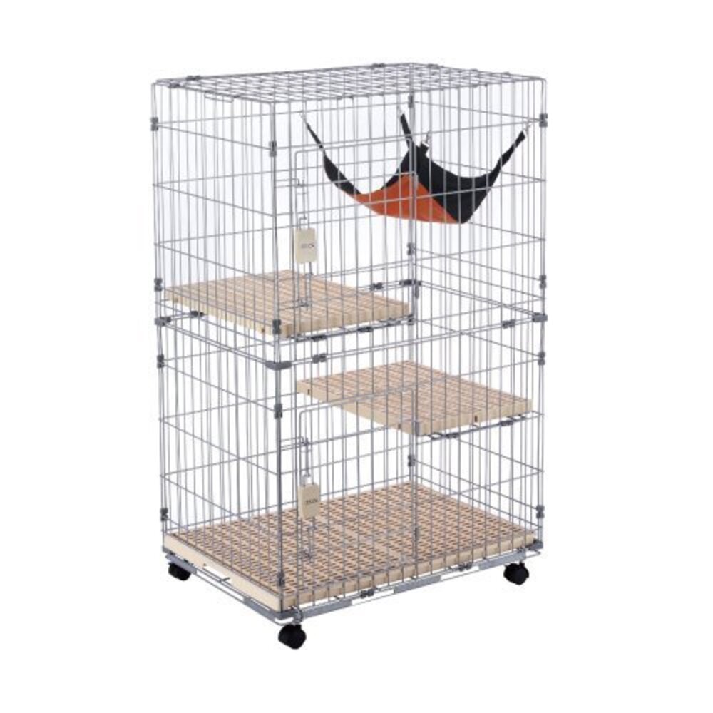 doter寵愛物語 雙開雙層2.5尺高115公分/3尺高130公分/三開三層2.5尺貓籠 附吊床 按壓式開關『WANG』-圖片-4