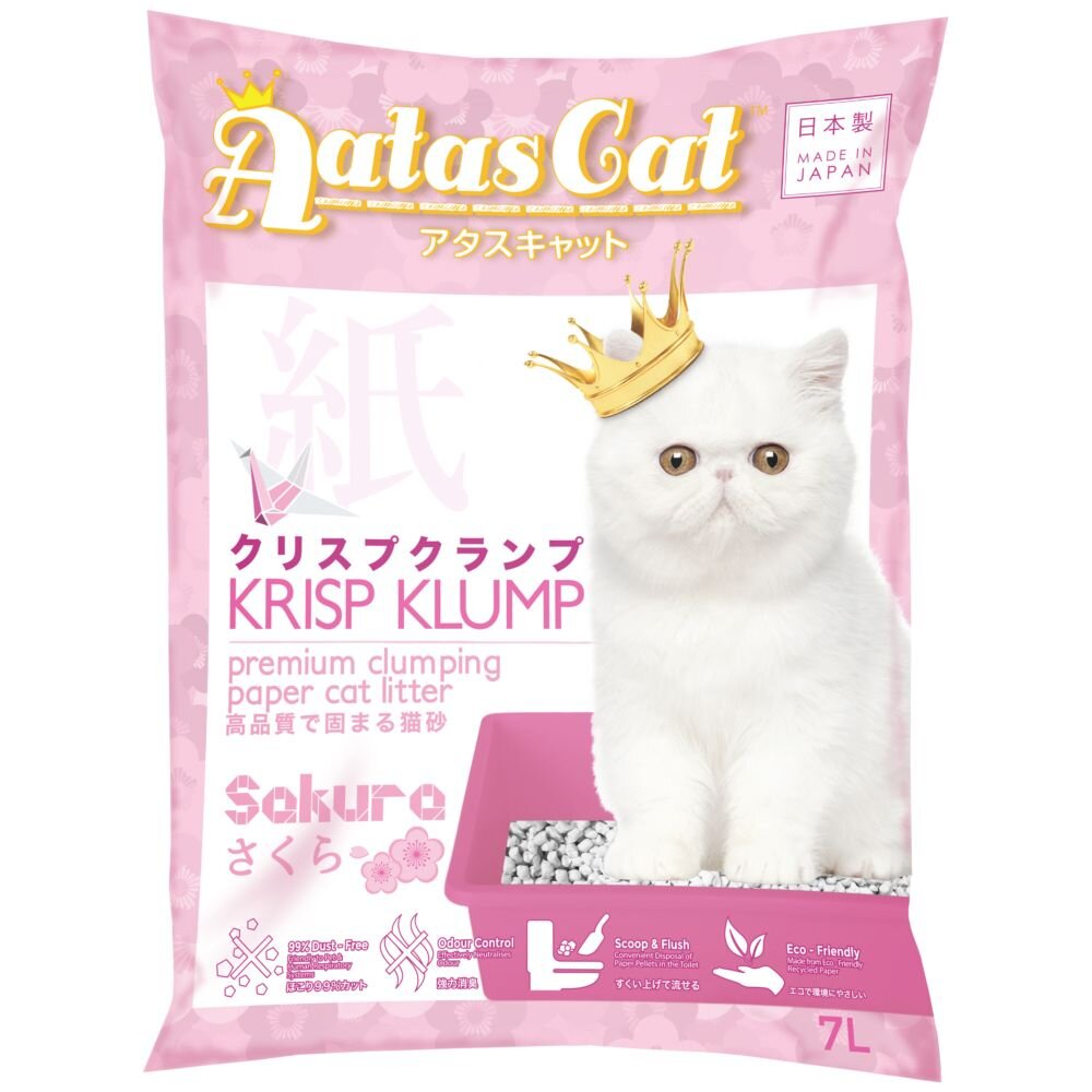 日本 藤浦 環保紙砂 Aatas cat 加冕貓【多包免運】環保貓砂 變色紙砂 凝結型 貓砂『WANG』-圖片-1