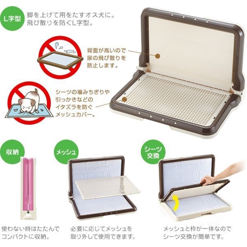 RICHELL 兩用型階段式便盆 L型網狀狗便盆 圍牆網狀狗便盆 狗尿盆 防抓 防咬尿布 原廠公司貨『WANG』-圖片-4