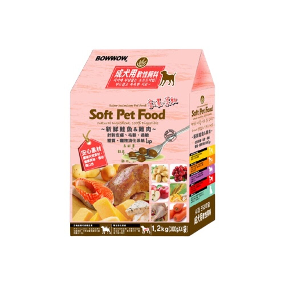 BOWWOW 犬用軟性飼料1.2Kg-3Kg 幼犬/成犬 羊肉 鮭魚+雞肉配方 嗜口性佳 犬糧『WANG』-圖片-8