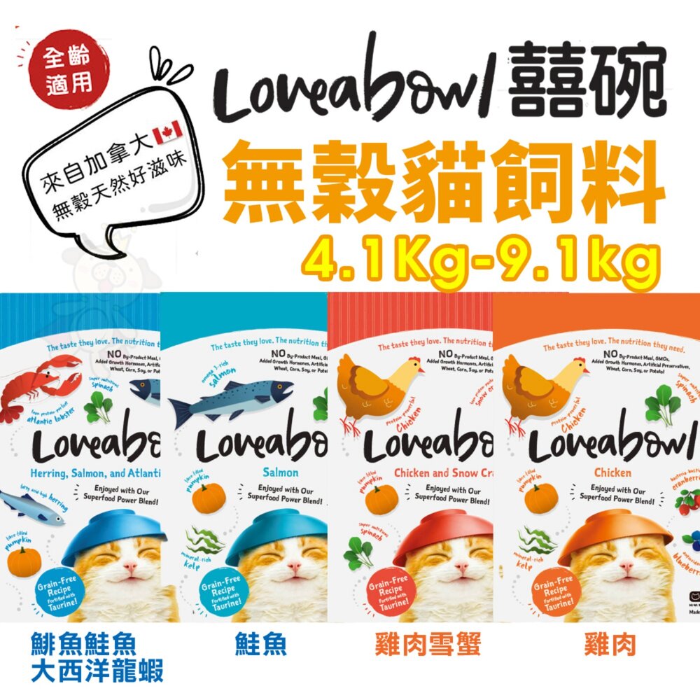 7764149785-加拿大 Loveabowl 囍碗 無穀天然貓糧 4.1Kg-9.1kg 貓乾糧 貓主食 貓飼料『WANG』