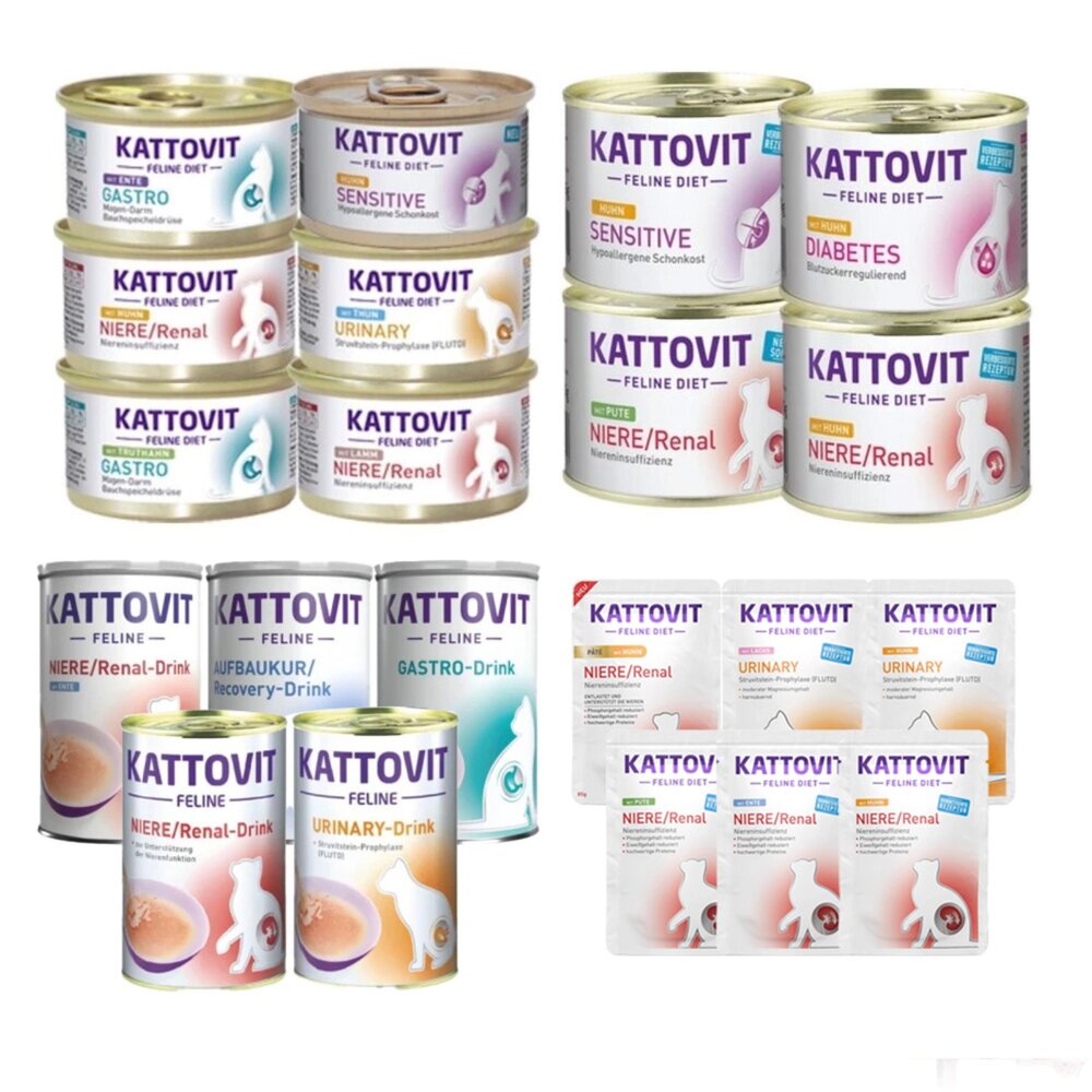 KATTOVIT 康特維 貓咪處方罐 營養肉汁【24罐組】保健餐包 奶霜肉泥條 滋補 腎臟 泌尿保健 貓罐頭『WANG』-圖片-1