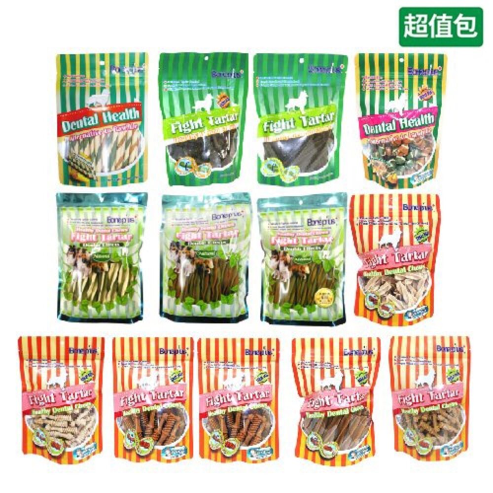 BONE PLUS 犬用潔牙棒 (超值包)袋裝 BP潔牙骨 動能雙頭 超效螺旋 軟笛酥 潔牙棒 狗零食『WANG』-圖片-1