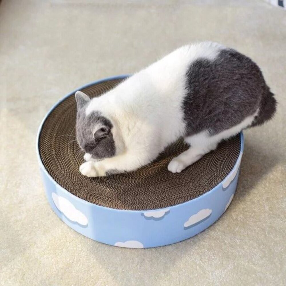 喵仙兒 圓形貓抓盆 雲朵/貓爪/綠仙人掌/大理石/水波紋/森林/木紋 耐抓 耐磨 貓抓板『WANG』-圖片-7