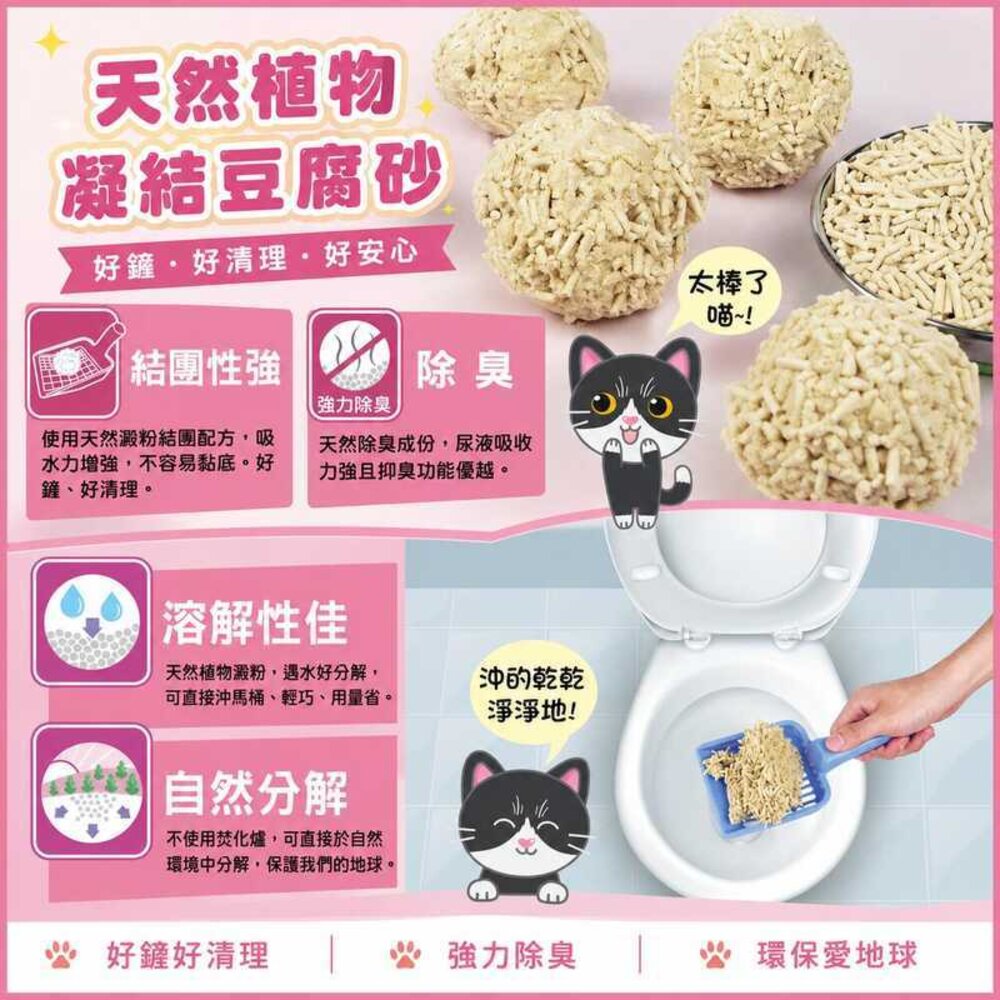 PurreLand 倍淨 2.0豆腐貓砂 5L(約2.3kg) 升級版 環保凝結豆腐砂 沖馬桶 低粉塵『WANG』-圖片-2
