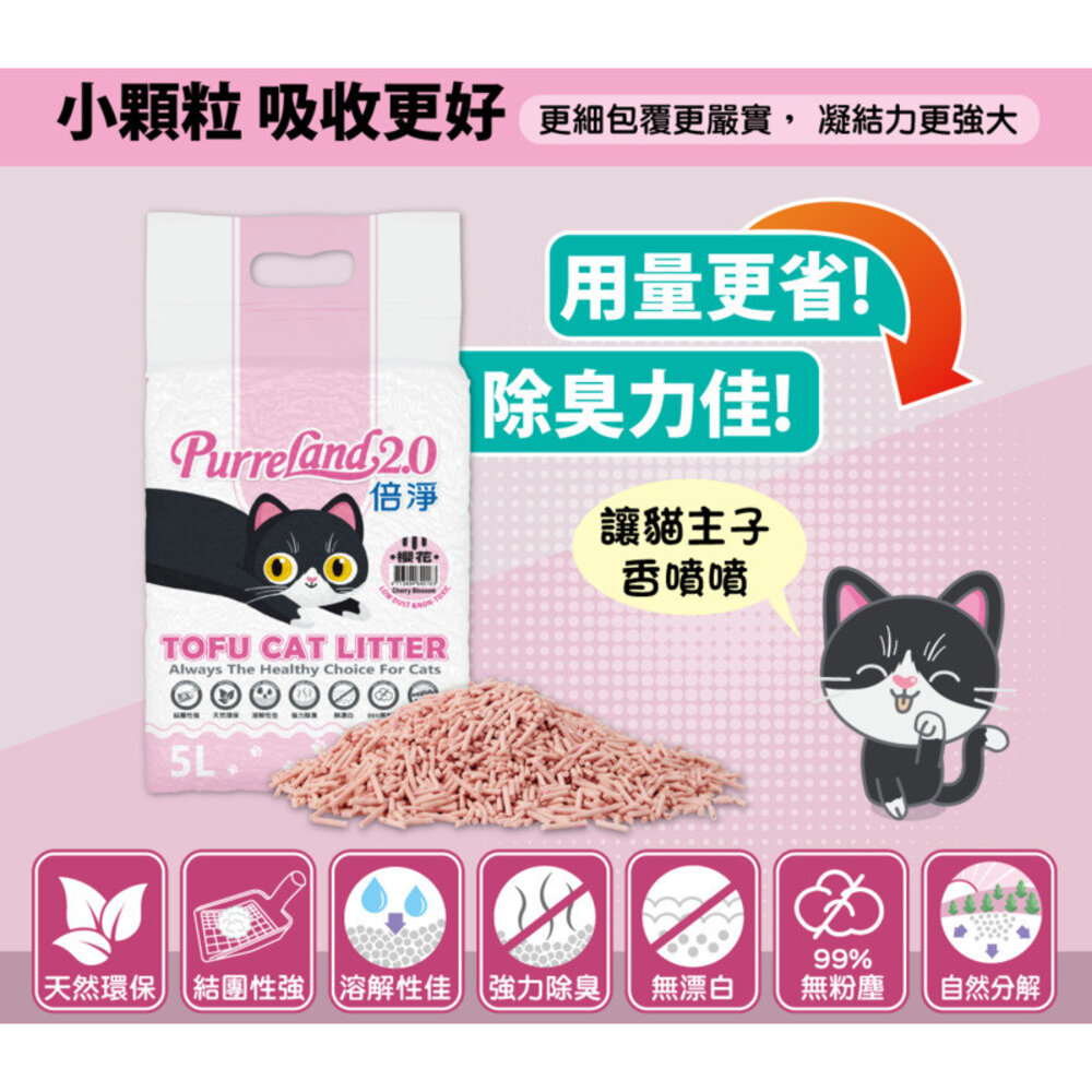 PurreLand 倍淨 2.0豆腐貓砂 5L【六包組箱購+送罐頭】升級版 環保凝結豆腐砂 沖馬桶 低粉塵『WANG』-圖片-4