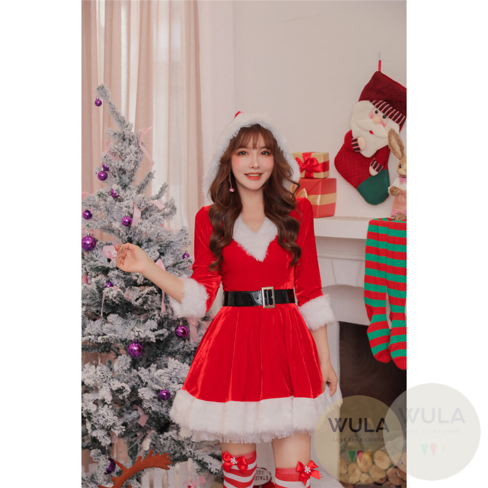 V領帶帽聖誕裙-圖片-3