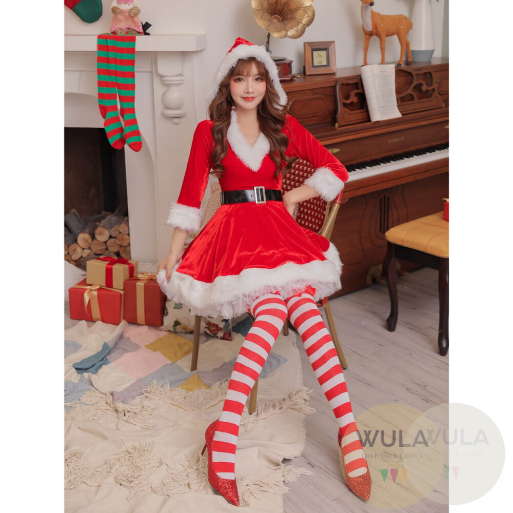 V領帶帽聖誕裙-圖片-4